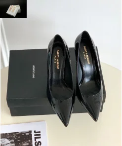 Replica YSL Saint Laurent Women's Opyum Pumps In Patent Leather With Gold-Tone Heel Black 2