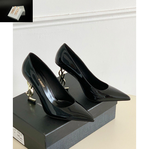 Replica YSL Saint Laurent Women's Opyum Pumps In Patent Leather With Gold-Tone Heel Black 5