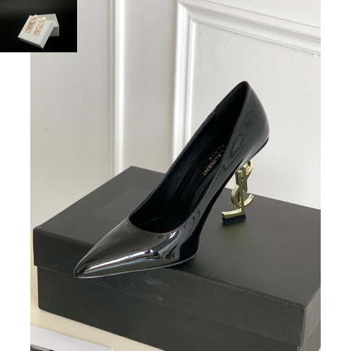 Replica YSL Saint Laurent Women's Opyum Pumps In Patent Leather With Gold-Tone Heel Black 6