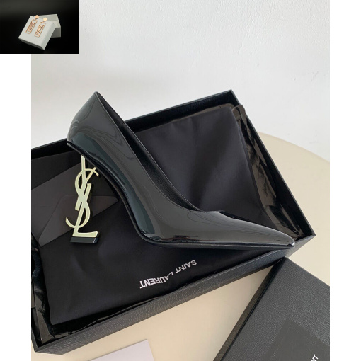 Replica YSL Saint Laurent Women's Opyum Pumps In Patent Leather With Gold-Tone Heel Black 8