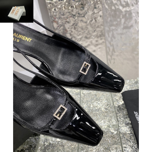 Replica YSL Saint Laurent Women's Blade Slingback Pumps In Patent Leather Black 7