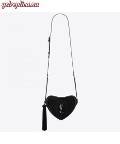 Replica YSL Fake Saint Laurent Black Monogram Heart Cross Body Bag