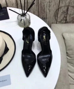 Replica YSL Saint Laurent Women's Opyum D'orsay Pumps In Patent Leather With Black Heel Black 2