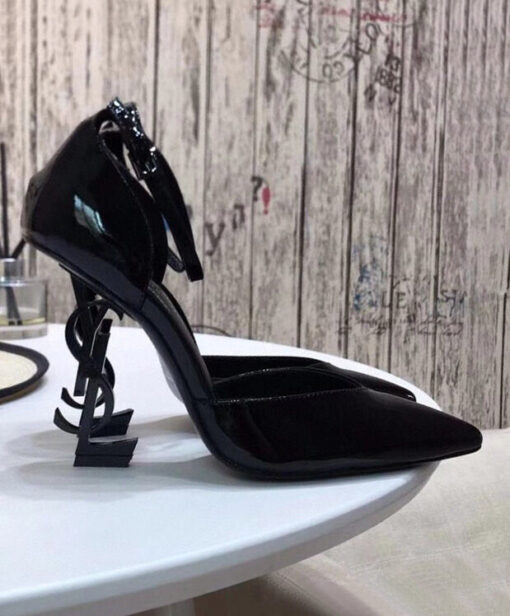 Replica YSL Saint Laurent Women's Opyum D'orsay Pumps In Patent Leather With Black Heel Black 4