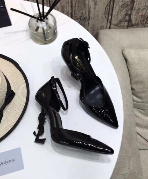 Replica YSL Saint Laurent Women's Opyum D'orsay Pumps In Patent Leather With Black Heel Black 6