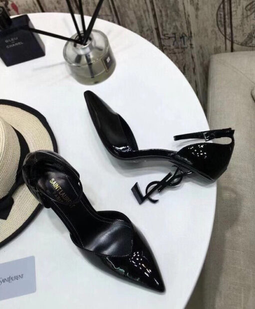 Replica YSL Saint Laurent Women's Opyum D'orsay Pumps In Patent Leather With Black Heel Black 7