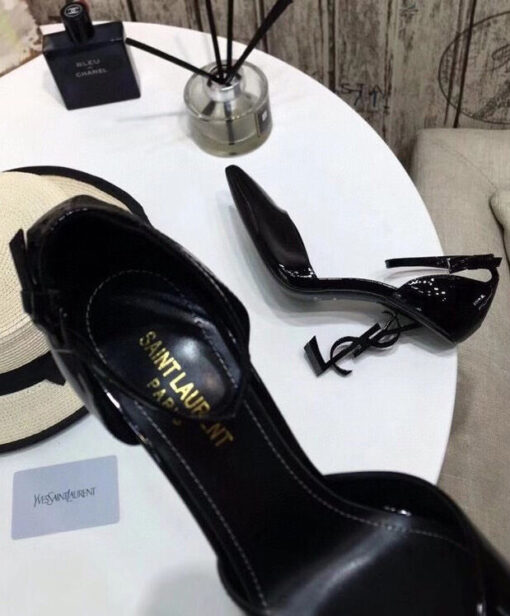 Replica YSL Saint Laurent Women's Opyum D'orsay Pumps In Patent Leather With Black Heel Black 8