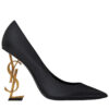 Replica YSL Saint Laurent opyum pump in patent leather with silver tone heel Black