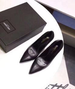 Replica YSL Saint Laurent opyum pump in patent leather with silver tone heel Black 2