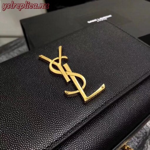 Replica YSL Fake Saint Laurent Small Kate Bag In Black Grained Leather 5