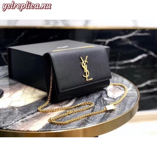 Replica YSL Fake Saint Laurent Small Kate Bag In Black Grained Leather 7