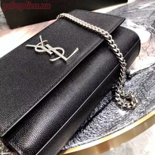 Replica YSL Fake Saint Laurent Small Kate Bag In Black Grained Leather 8