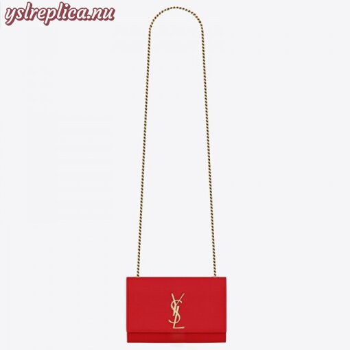 Replica YSL Fake Saint Laurent Small Kate Bag In Red Grained Leather