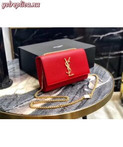 Replica YSL Fake Saint Laurent Small Kate Bag In Red Grained Leather 2