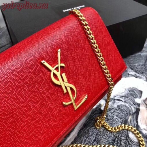 Replica YSL Fake Saint Laurent Small Kate Bag In Red Grained Leather 4