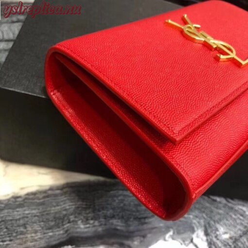Replica YSL Fake Saint Laurent Small Kate Bag In Red Grained Leather 8