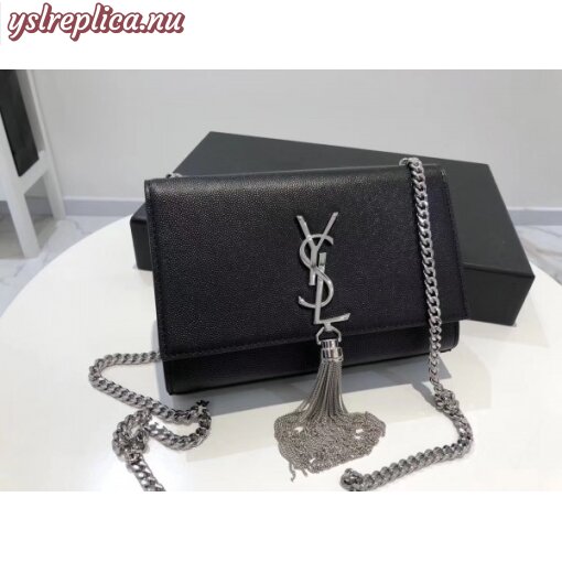 Replica YSL Fake Saint Laurent Small Kate Tassel Bag In Black Grained Leather 5