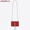 Replica YSL Fake Saint Laurent Small Kate Tassel Bag In Red Grained Leather