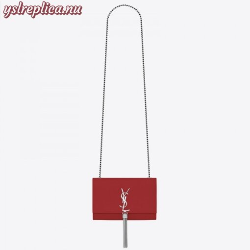 Replica YSL Fake Saint Laurent Small Kate Tassel Bag In Red Grained Leather