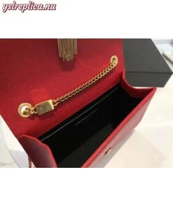 Replica YSL Fake Saint Laurent Small Kate Tassel Bag In Red Grained Leather 2