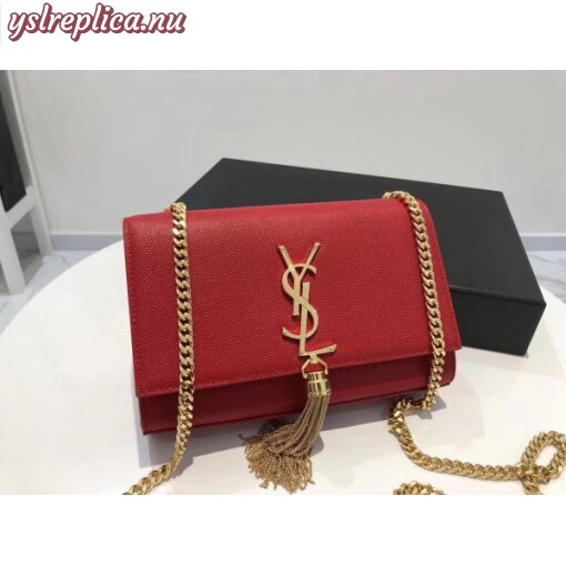 Replica YSL Fake Saint Laurent Small Kate Tassel Bag In Red Grained Leather 5