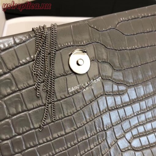 Replica YSL Fake Saint Laurent Medium Kate Bag With Tassel In Storm Croc-Embossed Leather 6