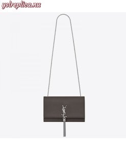 Replica YSL Replica Saint Laurent Medium Kate Bag With Tassel In Grey Grained Leather