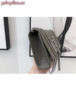 Replica YSL Replica Saint Laurent Medium Kate Bag With Tassel In Grey Grained Leather 2