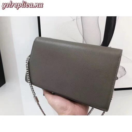 Replica YSL Fake Saint Laurent Medium Kate Bag With Tassel In Grey Grained Leather 4