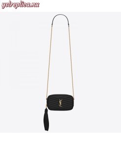 Replica YSL Replica Saint Laurent Lou Mini Bag In Black Grained Leather