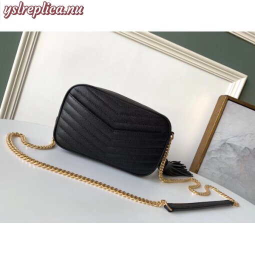 Replica YSL Fake Saint Laurent Lou Mini Bag In Black Grained Leather 7