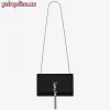 Replica YSL Fake Saint Laurent Medium Kate Bag With Tassel In Black Grained Leather
