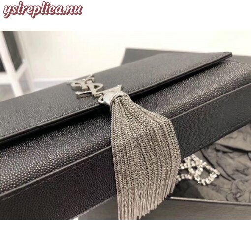 Replica YSL Fake Saint Laurent Medium Kate Bag With Tassel In Black Grained Leather 5