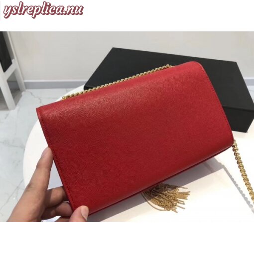 Replica YSL Fake Saint Laurent Medium Kate Bag With Tassel In Red Grained Leather 4
