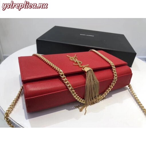 Replica YSL Fake Saint Laurent Medium Kate Bag With Tassel In Red Grained Leather 7