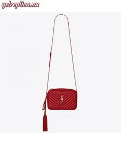 Replica YSL Fake Saint Laurent Lou Camera Bag In Red Leather