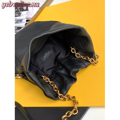 Replica YSL Fake Saint Laurent Le Maillon Hook Bucket Bag In Black Lambskin 7