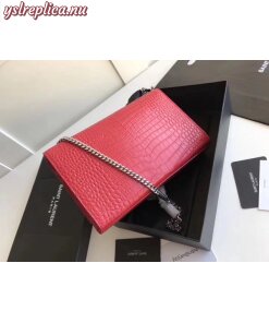 Replica YSL Fake Saint Laurent Medium Kate Bag With Tassel In Red Croc-Embossed Leather 2