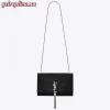 Replica YSL Fake Saint Laurent Medium Kate Bag With Tassel In Black Croc-Embossed Leather