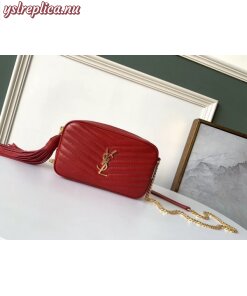 Replica YSL Fake Saint Laurent Lou Mini Bag In Red Grained Leather 2