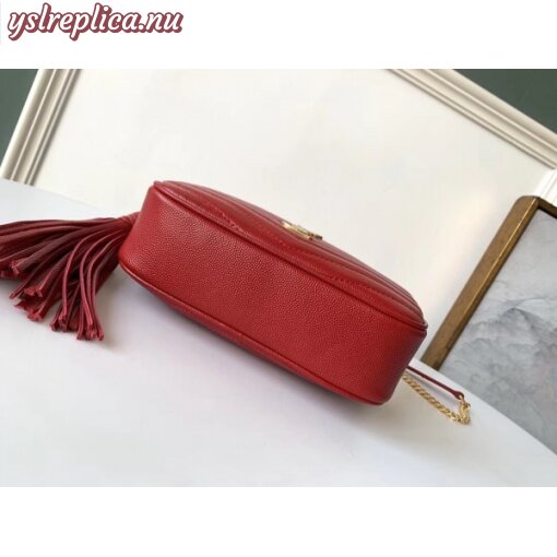Replica YSL Fake Saint Laurent Lou Mini Bag In Red Grained Leather 3