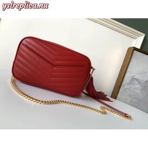 Replica YSL Fake Saint Laurent Lou Mini Bag In Red Grained Leather 4