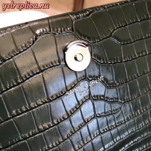 Replica YSL Fake Saint Laurent Medium Kate Bag With Tassel In Dark Green Croc-Embossed Leather 6
