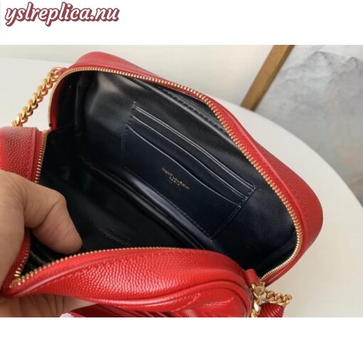 Replica YSL Fake Saint Laurent Lou Mini Bag In Red Grained Leather 6
