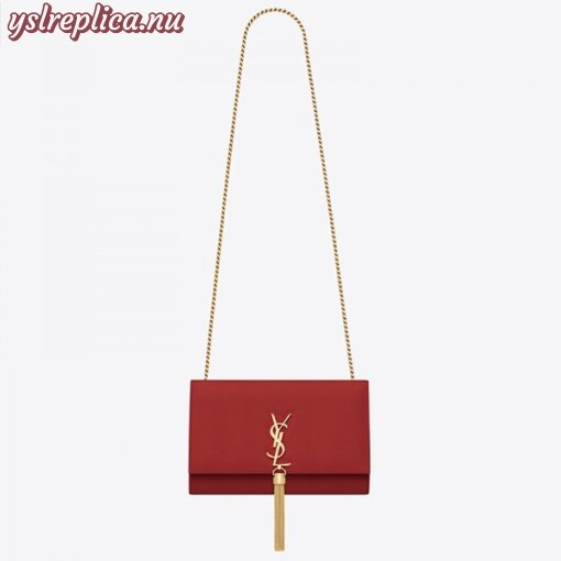 Replica YSL Fake Saint Laurent Medium Kate Bag With Tassel In Red Smooth Leather