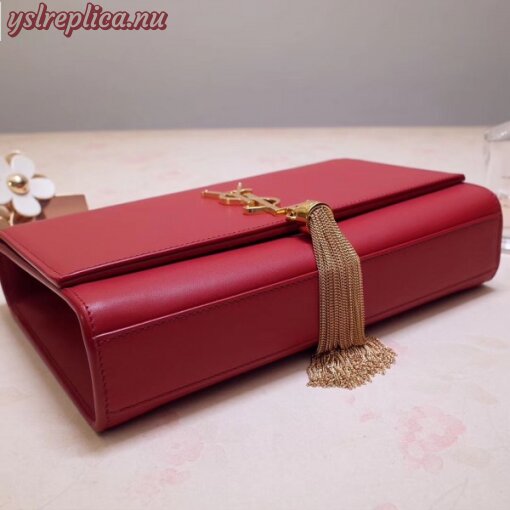 Replica YSL Fake Saint Laurent Medium Kate Bag With Tassel In Red Smooth Leather 4