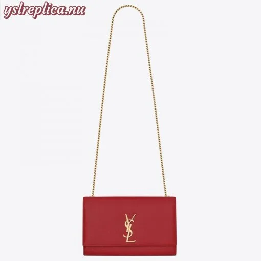 Replica YSL Fake Saint Laurent Medium Kate Bag In Red Grained Leather