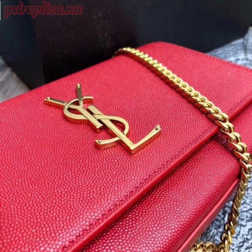 Replica YSL Fake Saint Laurent Medium Kate Bag In Red Grained Leather 5