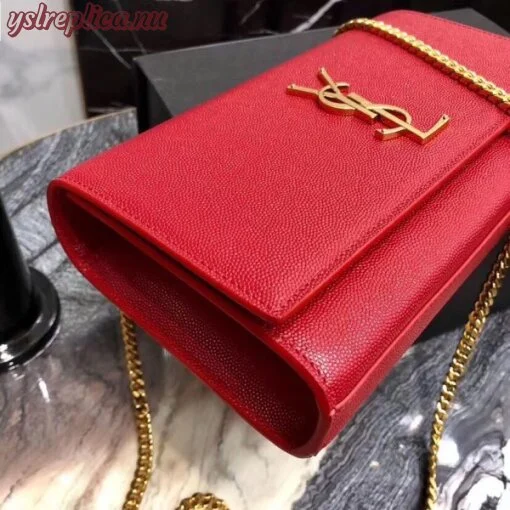 Replica YSL Fake Saint Laurent Medium Kate Bag In Red Grained Leather 6