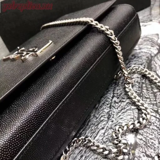 Replica YSL Fake Saint Laurent Medium Kate Bag In Black Grained Leather 4